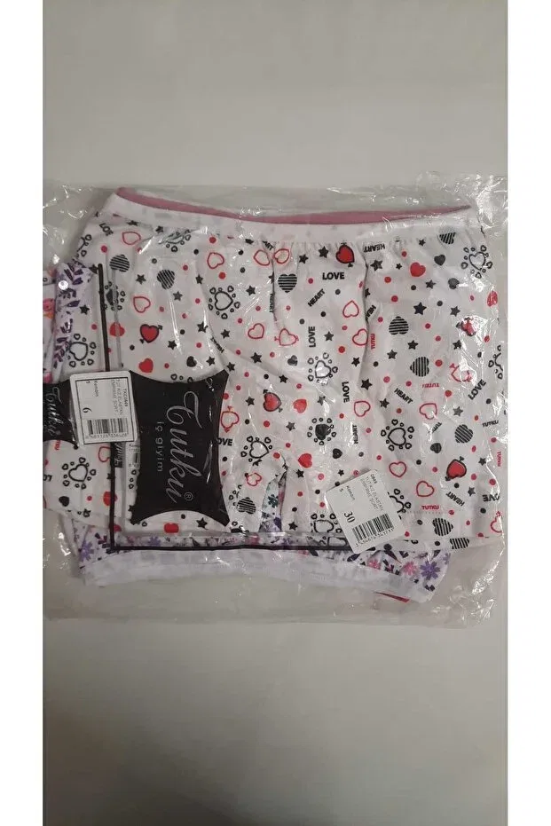 Детские трусы-боксеры для девочек с принтом эластановые 6 шт. Impression Boxer Shorts tkc0849 Tutku, Multicolor — фото 2
