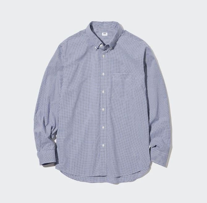 

Рубашка с длинным рукавом из сверхтонкого хлопкового сукна Uniqlo Extra Fine Cotton Broadcloth Long Sleeve, синий