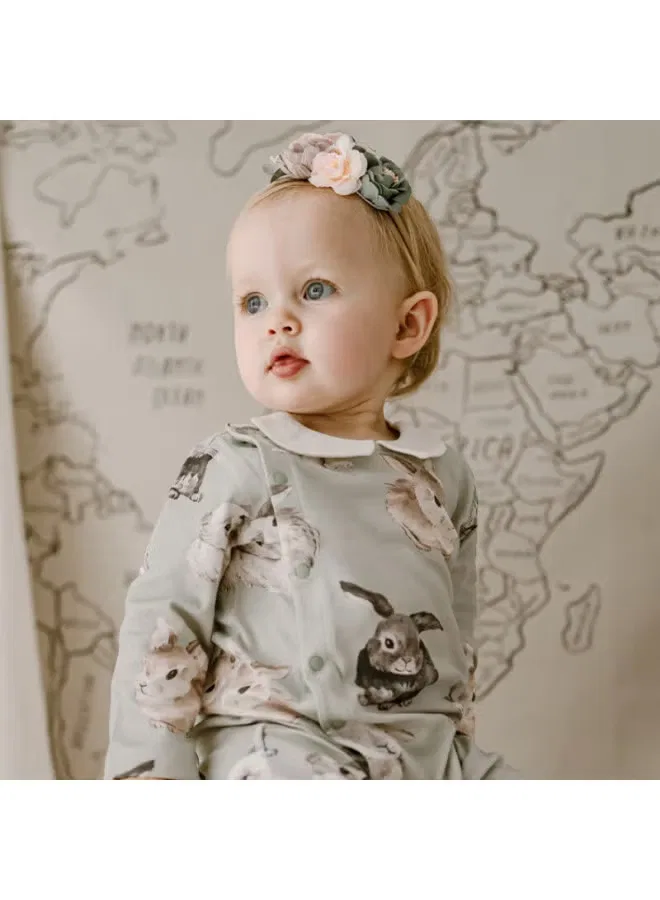 Боди-комбинезон с длинным рукавом хлопковый velvet rabbit Oak Family, зайчик с пушистым хвостиком