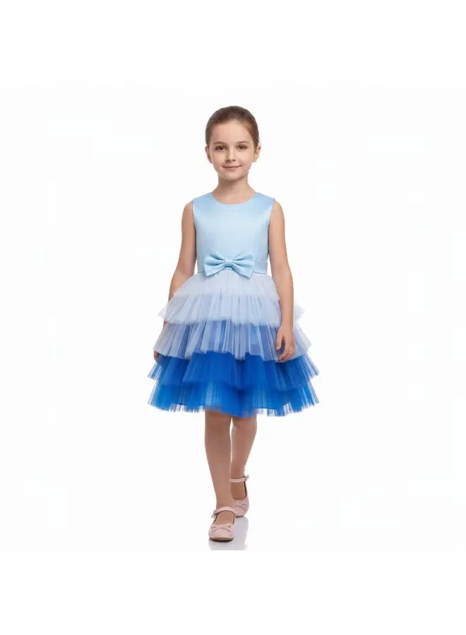 Платье без рукавов с банком на талии Ombre tulle D'Daniela, голубой — фото 2