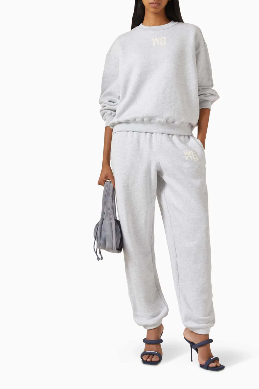 Свитшот с принтом-логотипом из футера Alexander Wang, серый — фото 2