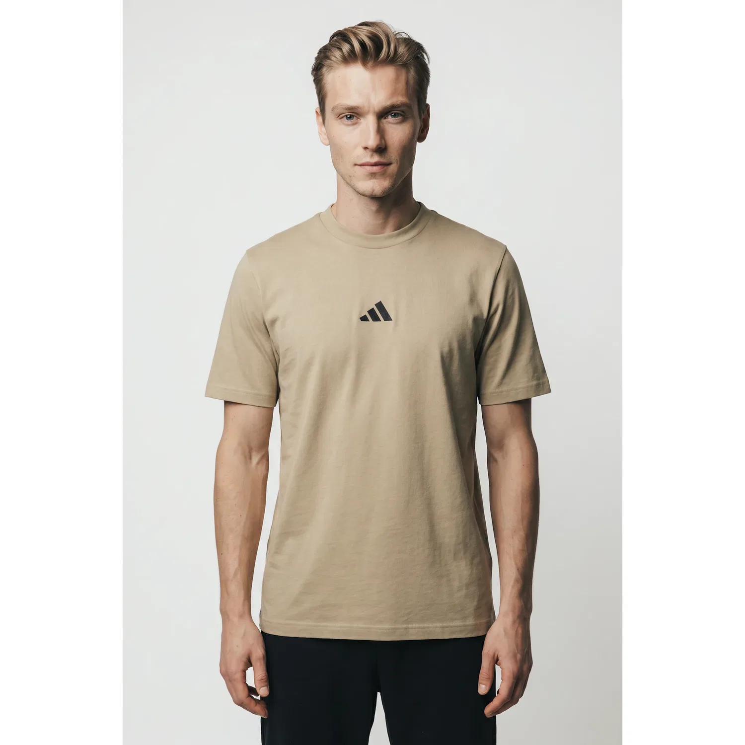 Детская хлопковая трикотажная футболка с логотипом Adidas Sportswear, Wonder Cargo/Black — фото 2