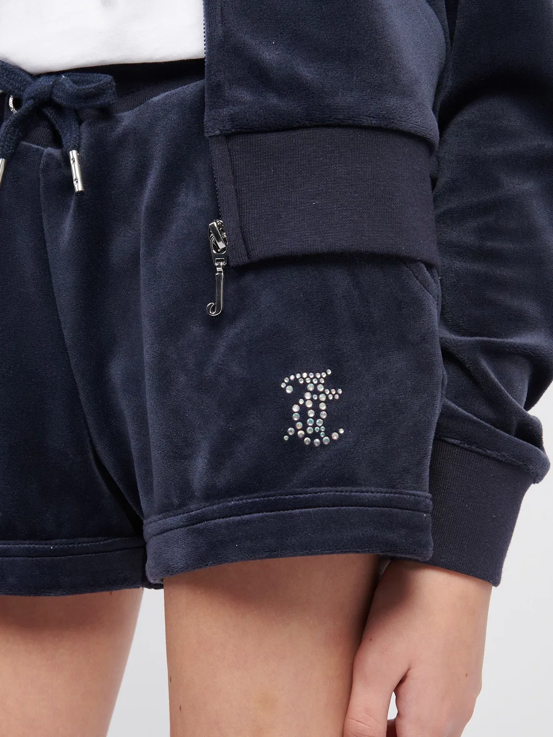 Шорты велюровые с подворотом Juicy Couture, синие — фото 4