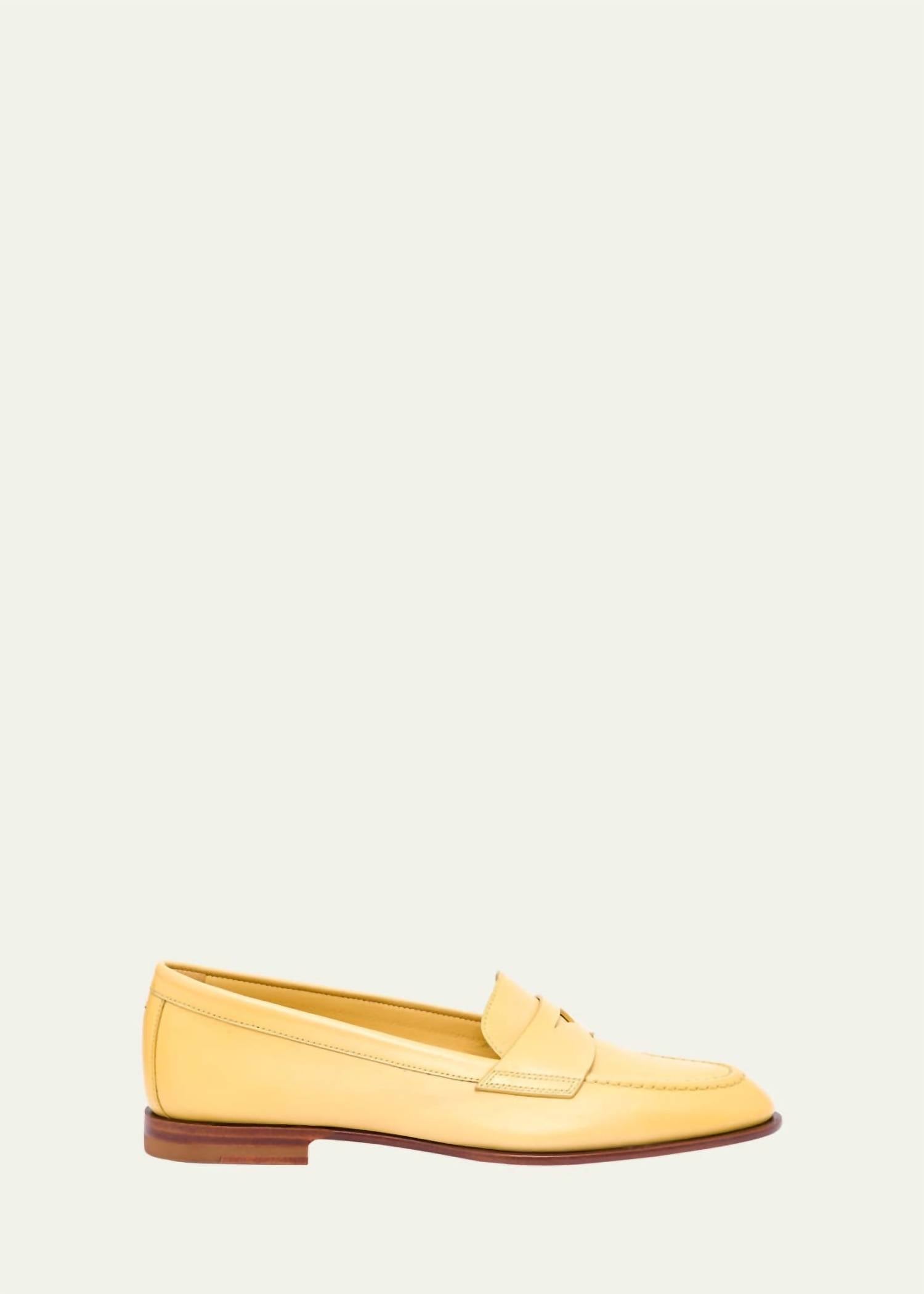 Женские лоферы Penny из желтой телячьей кожи Santoni