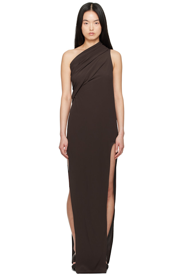 

Голливудское платье макси с наконечником стрелы Athena Rick Owens, цвет mahogany