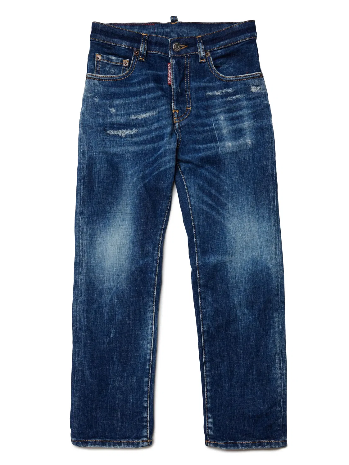 Джинсы прямого кроя с эффектом потертостей DSQUARED2, синий