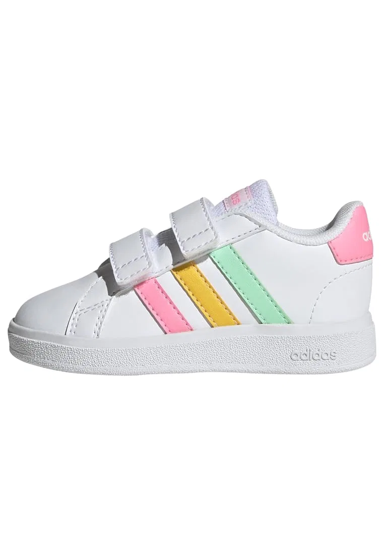 Детские кроссовки на липучке Grand Court 2.0 Cf I Adidas, Ftwr White Pulse Mint Beam Pink