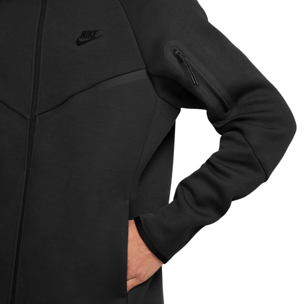 Мужское худи с капюшоном Tech Fleece Full-Zip Windrunner Nike, черный — фото 3