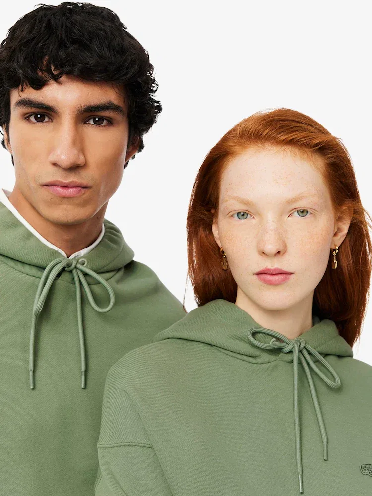 Свитер Lacoste свободного кроя с капюшоном, 100% хлопок, синий — фото 2