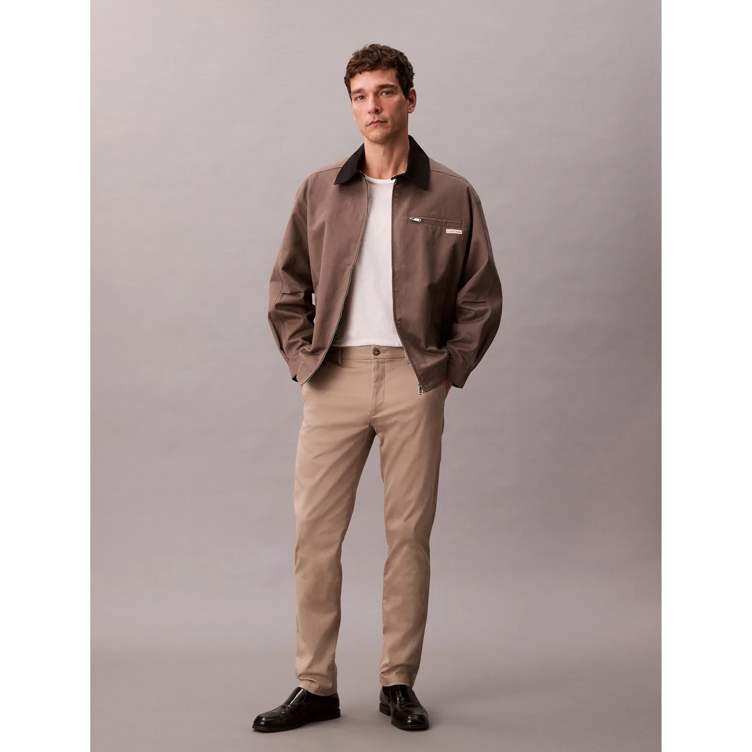 Мужские чиносы узкого кроя из эластичного хлопка Calvin Klein, Vintage Khaki