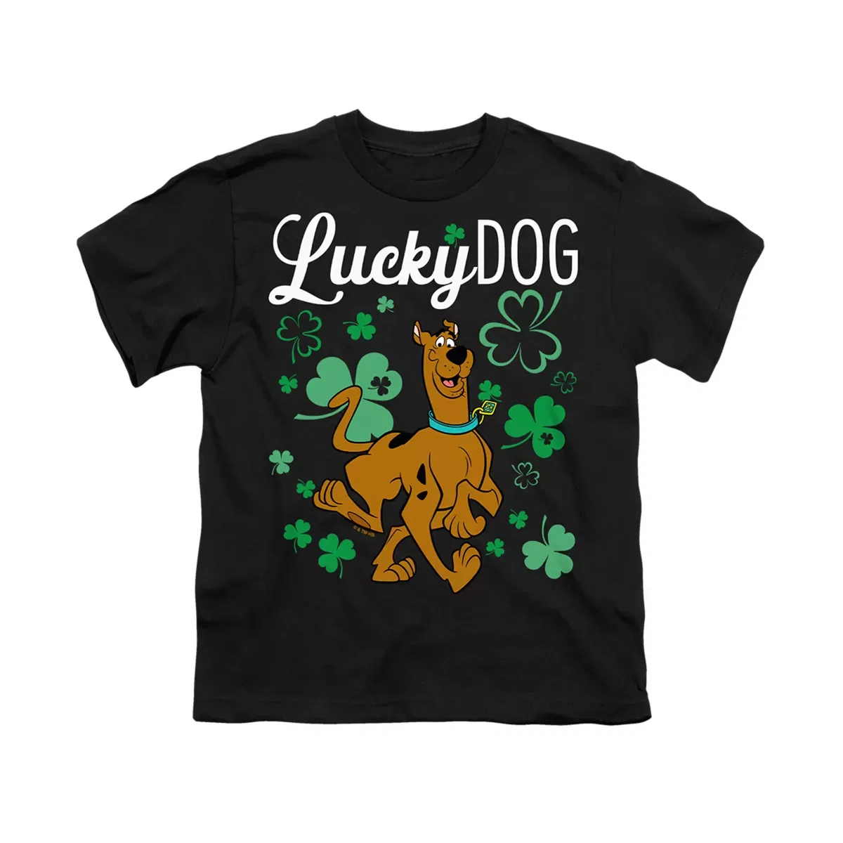 Детское футболка с принтом ScoobyDoo Lucky Dog Shamrocks Scooby-Doo, Black — фото 2
