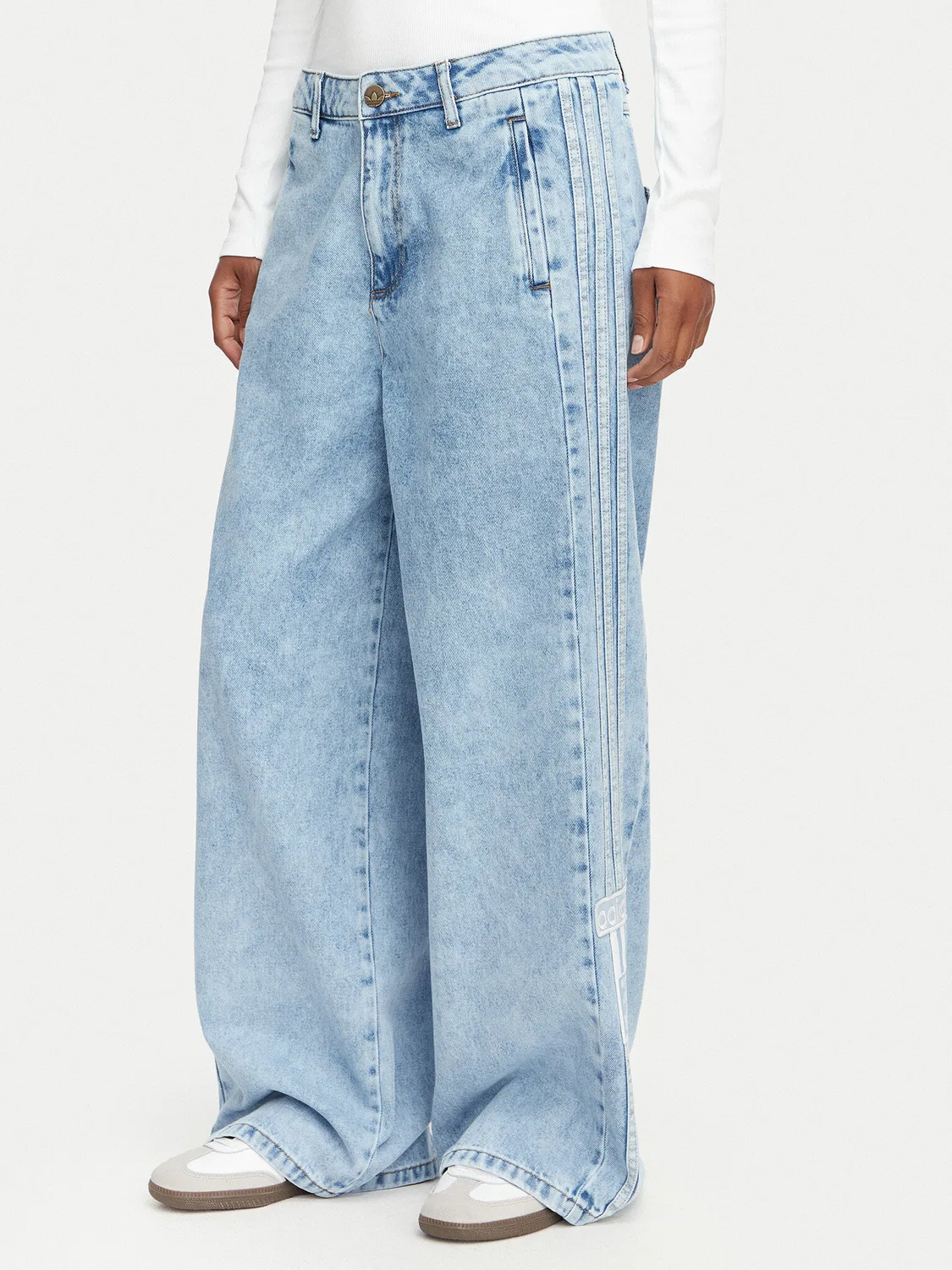 Женские джинсы с широкими штанинами Adibreak Mid Rise Wide Leg Denim Pant Adidas, голубой