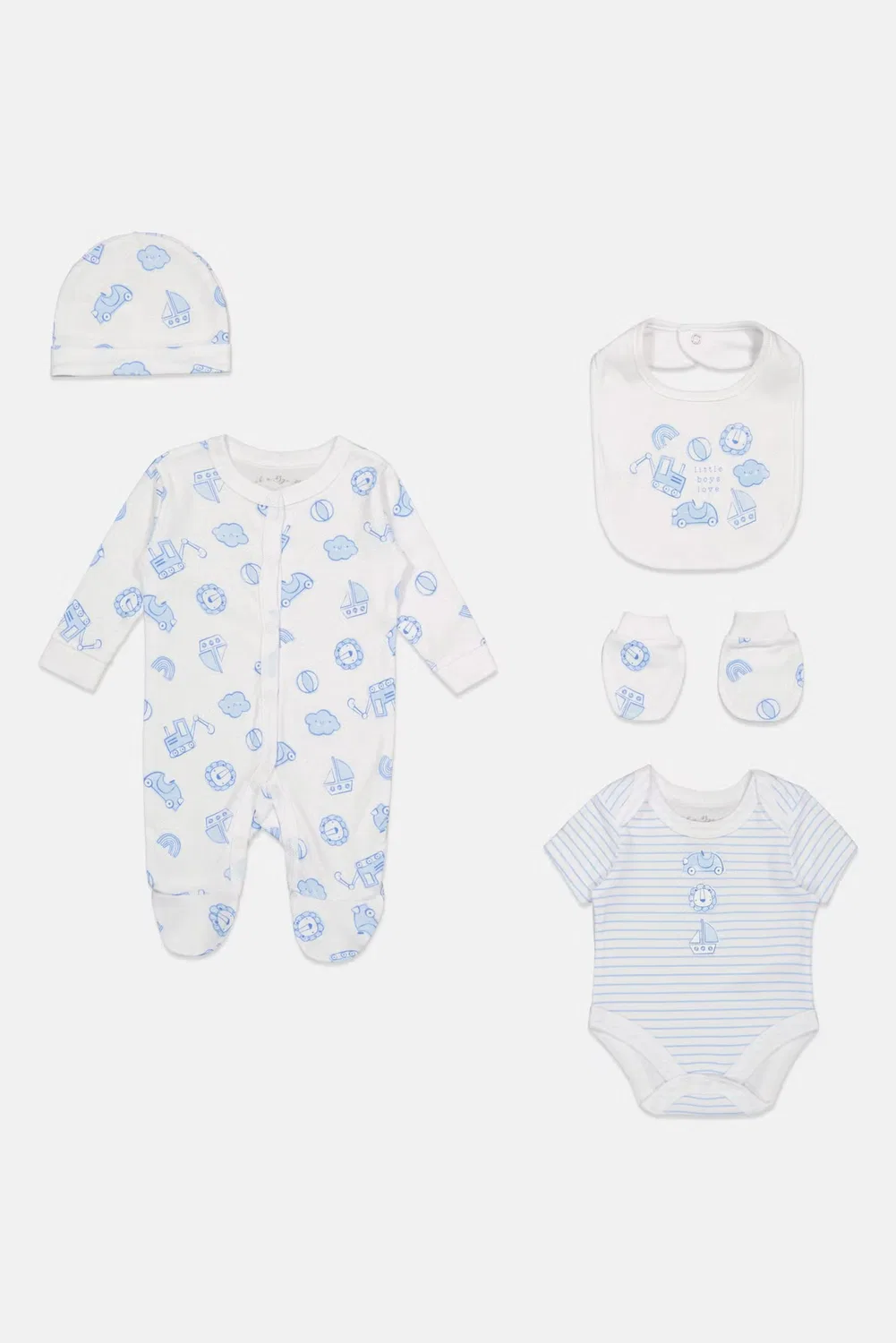 Комплект боди с принтом и слюнявчик 5 предметов Rock-A-Bye Baby Boutique, разноцветный — фото 2