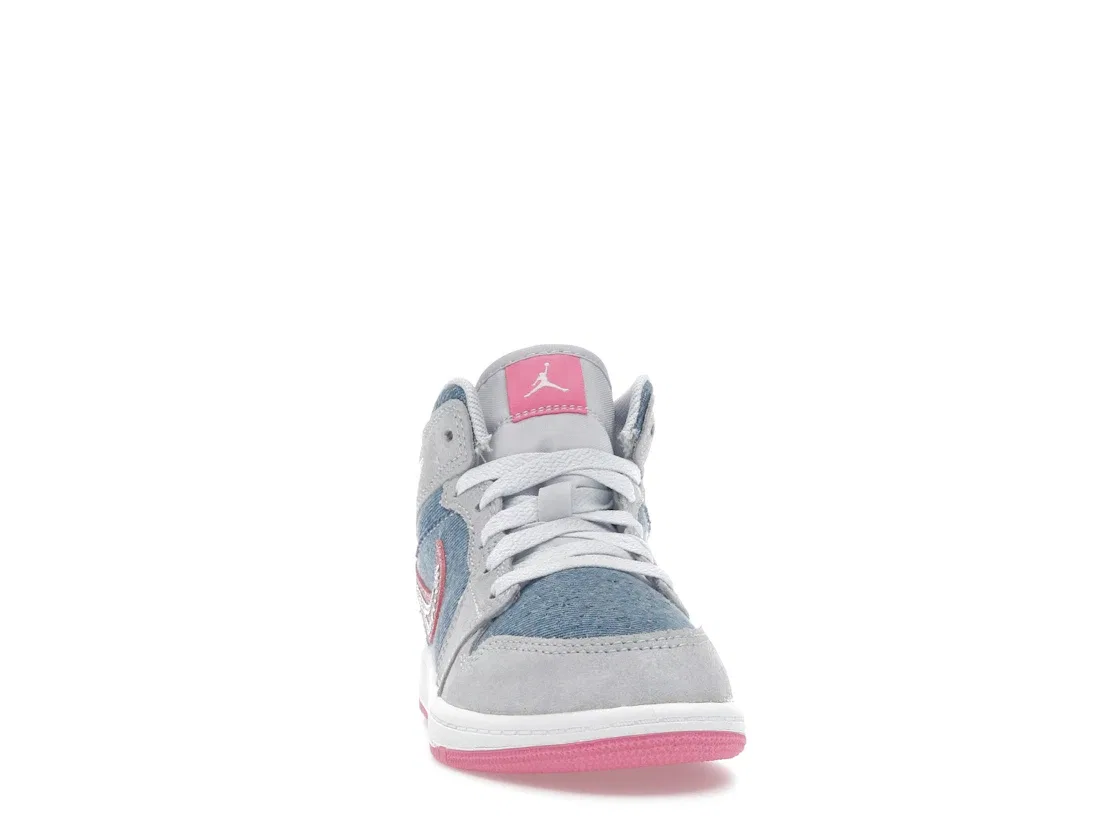 Детские кроссовки Lifestyle Jordan 1 Mid SE Denim Sequin Jordan, Cobalt Bliss/White/Pink Glow — фото 2