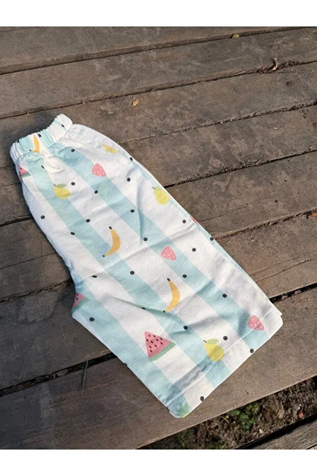 Детские штаны для девочек с принтом Fruit patterned double layer muslin oversize bottom layer Zemze Baby, Green — фото 2