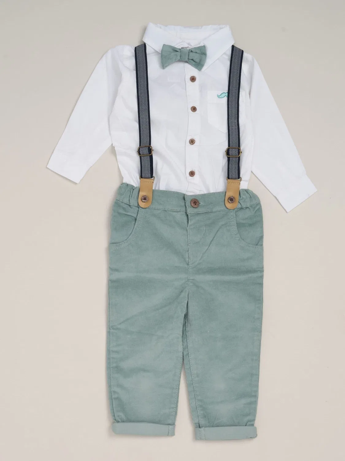 Костюм-тройка с жилеткой и галстуком-бабочкой Little Gent, светло-зеленый
