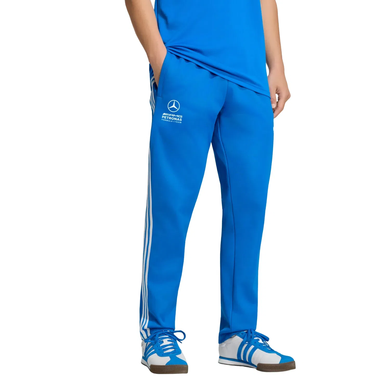 Мужские спортивные штаны с принтом Adidas x Mercedes AMG Petronas Formula 1 Team Blue Wonder Track Pant, синий — фото 2