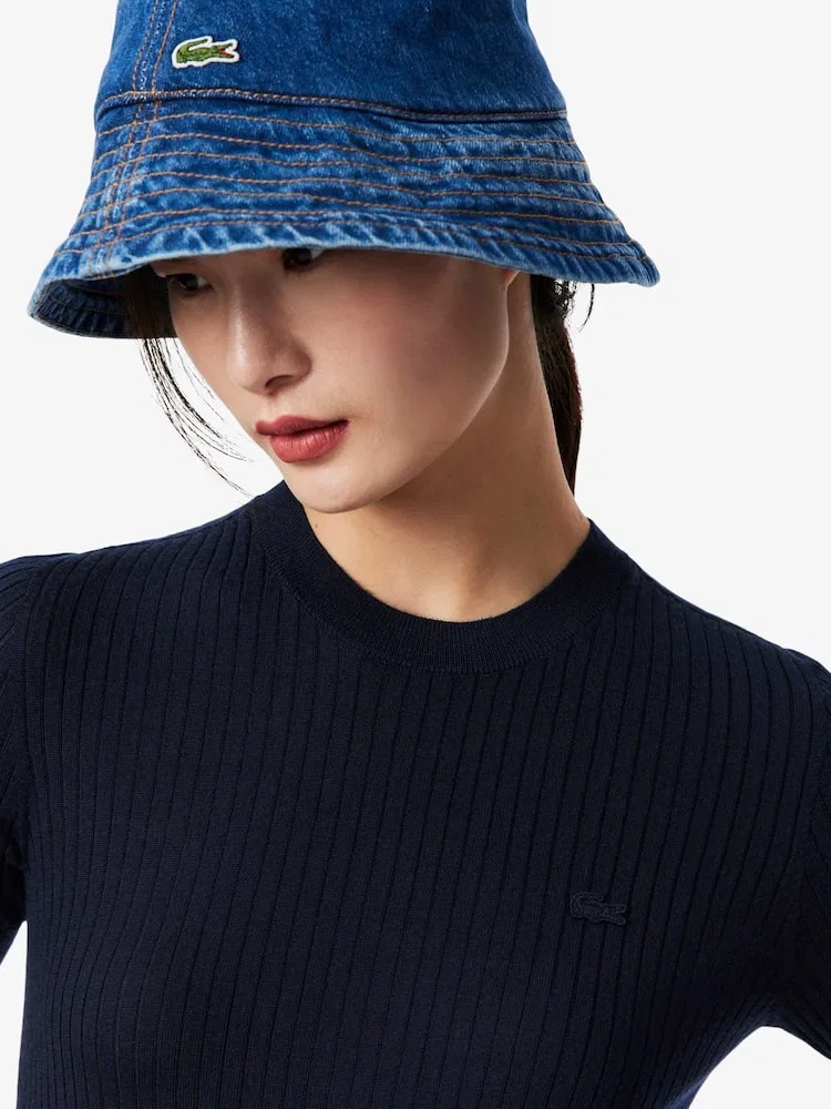 Пуловер LACOSTE из мериносовой шерсти, короткий рукав, темно-синий — фото 2