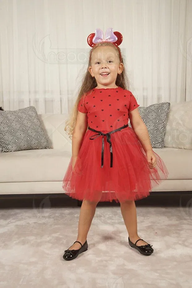 Детское платье для девочек с длинным рукавом Elegant Neocotton, Red
