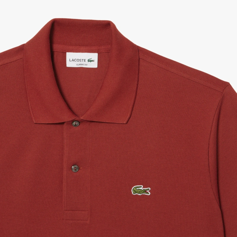 Поло Lacoste Logo-Patched Short-Sleeve, темно-красный — фото 2