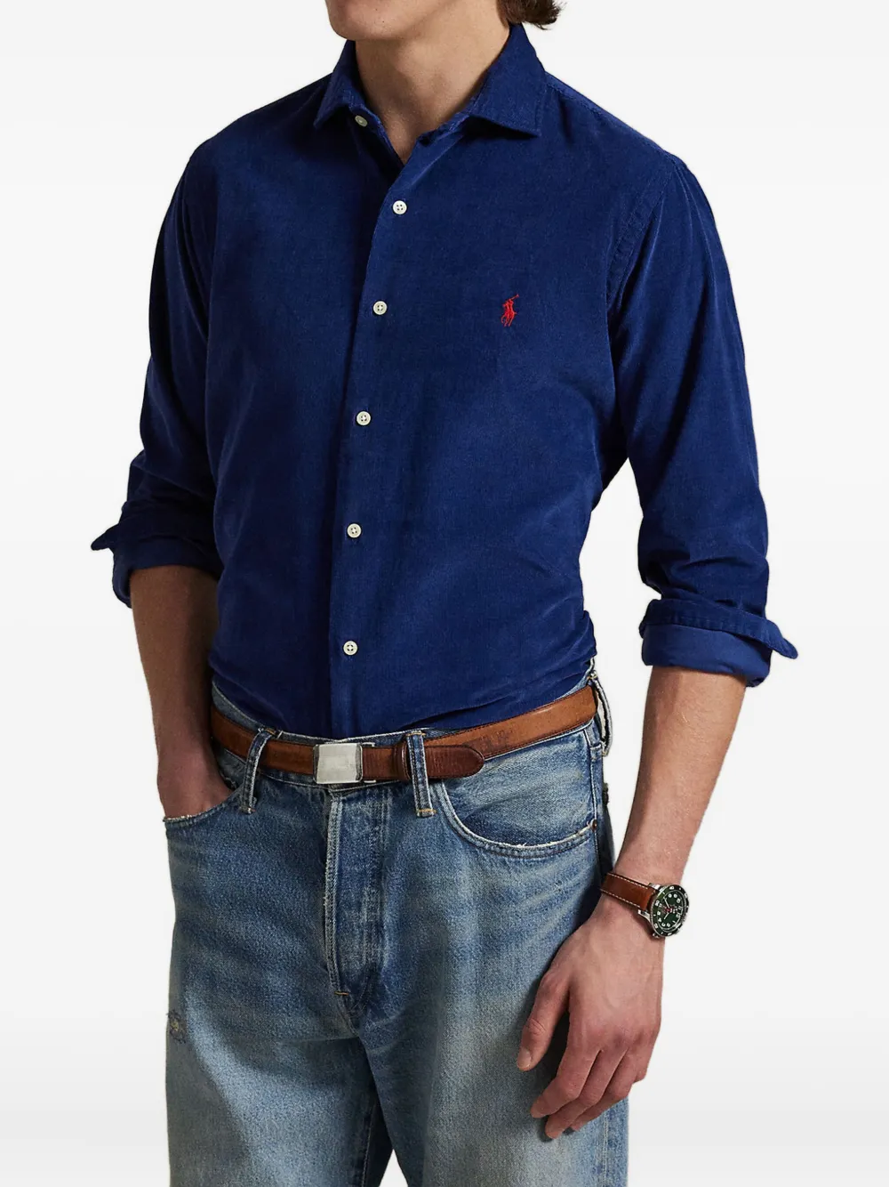 Вельветовая рубашка с длинными рукавами Polo Ralph Lauren, синий — фото 2