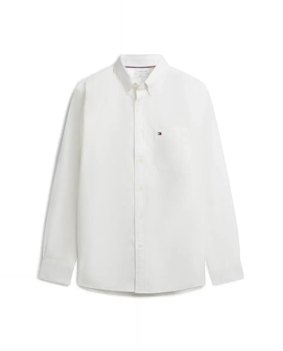 Мужская рубашка оксфордского типа из двойной ткани с длинным рукавом Tommy Hilfiger, Blanco