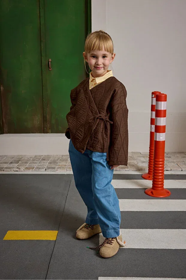 Детское пальто для девочек стеганое Fahhar Kids, Brown — фото 4