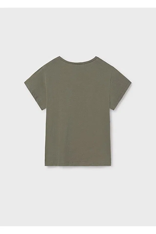 Детская футболка для девочек с принтом Summer Girl's T-Shirt Mayoral, Khaki — фото 3