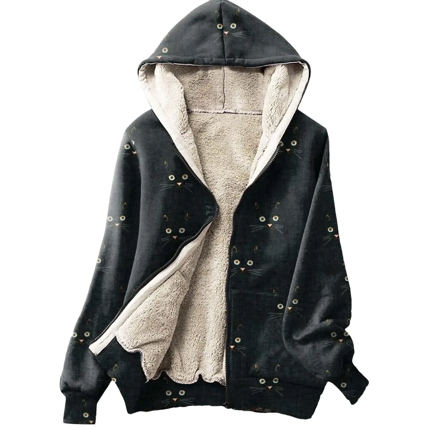 Женский утеплённый худи с флисовой подкладкой Winter Down, Black