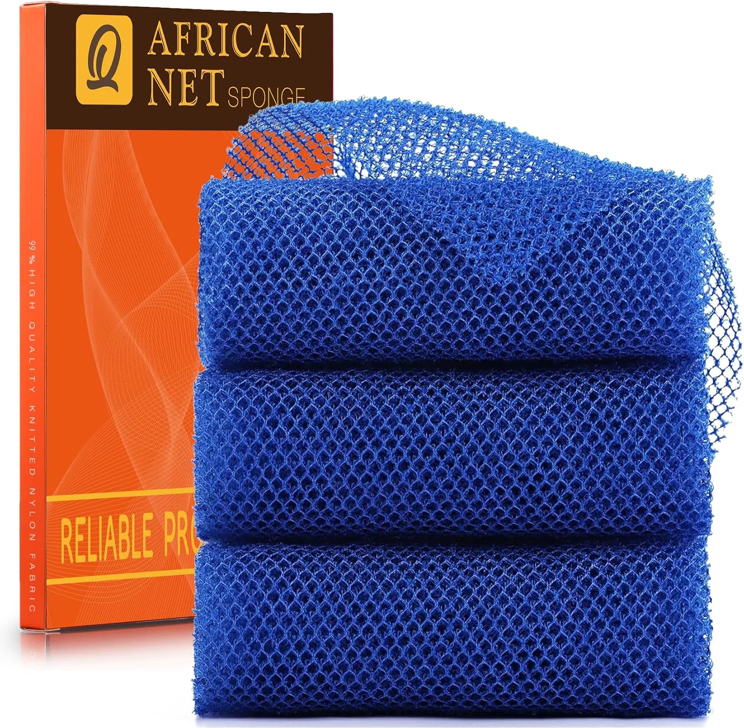 Мочалка для душа African Mesh Sponge, UJFQBH, 3 шт, 30x80 см, Синий