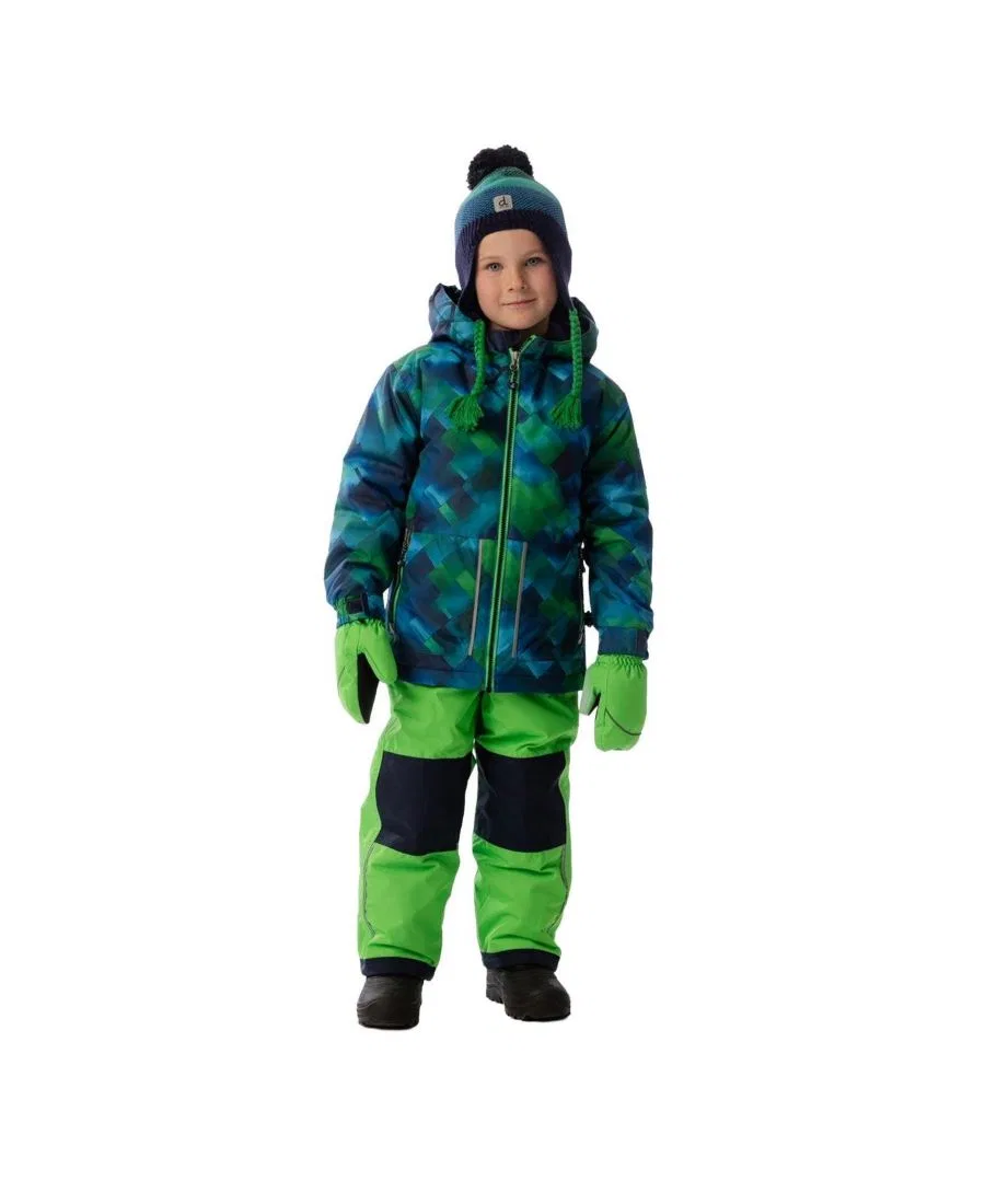 Комплект из куртки и снежных штанов с принтом в клетку, модель CHILL Deux par Deux, Blue And Green Checkered Print