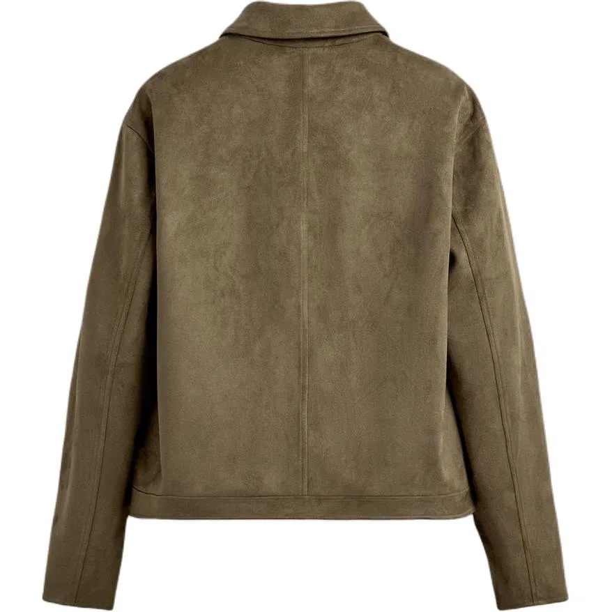 Мужская куртка с лацканами Dark Brown ZARA, Темно-коричневый — фото 3