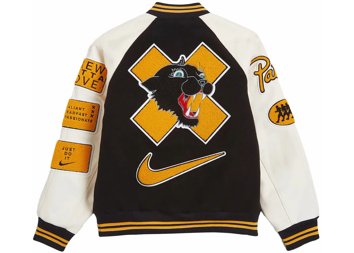 Мужская куртка-бомбер с принтом Nike x Patta Running Team Varsity Jacket, Black/Yellow/White