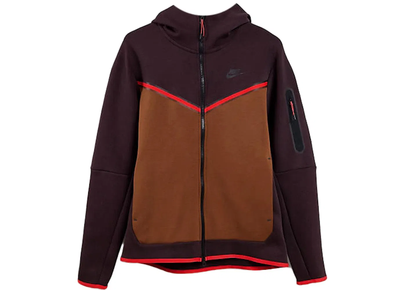 Мужская худи Tech Fleece Nike, Brown Basalt/Pecan/Chile Red/Black