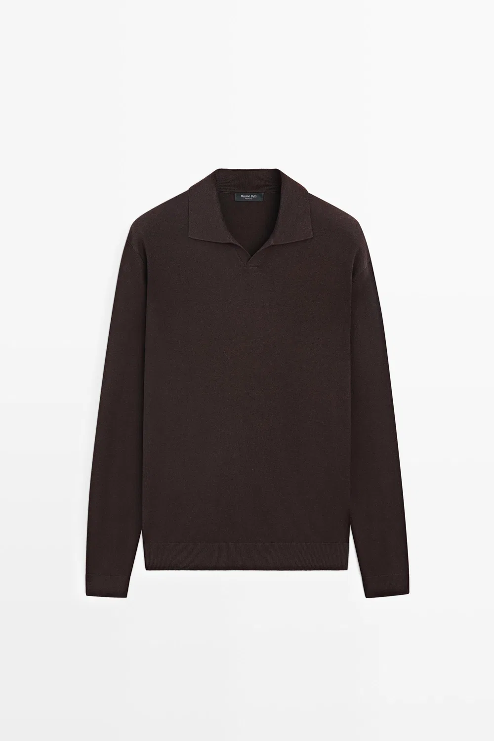 Свитер Massimo Dutti Polo Collar Knit, коричневый — фото 2