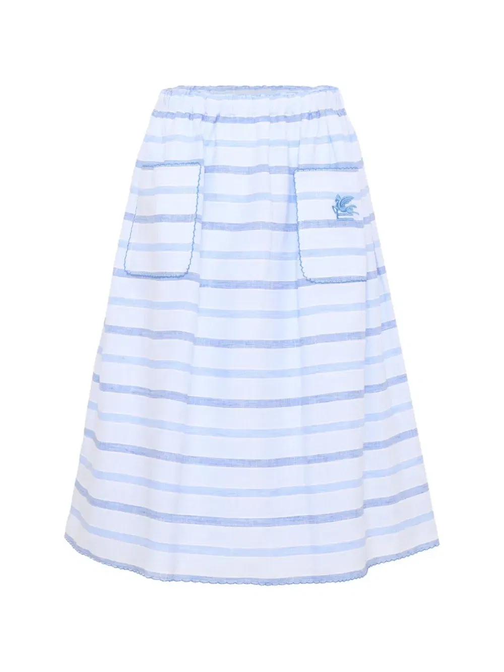 Юбка в полоску с вышивкой в виде Пегаса Etro Kids, синий