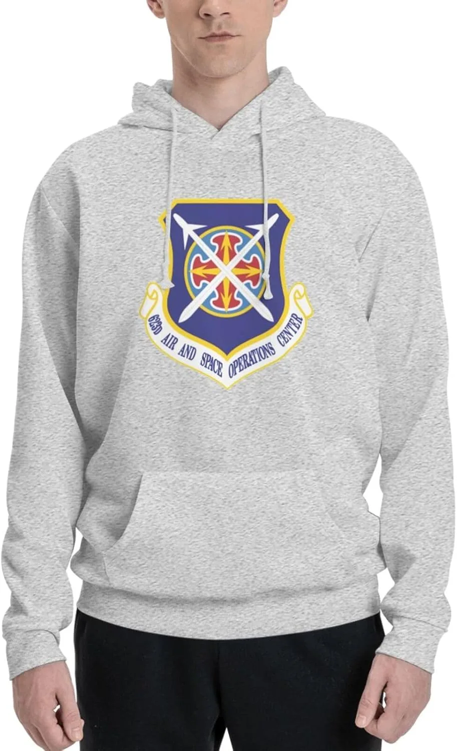Generic Свитшот мужской 623rd Air and Space Operations Center Shield с капюшоном и карманом, черный