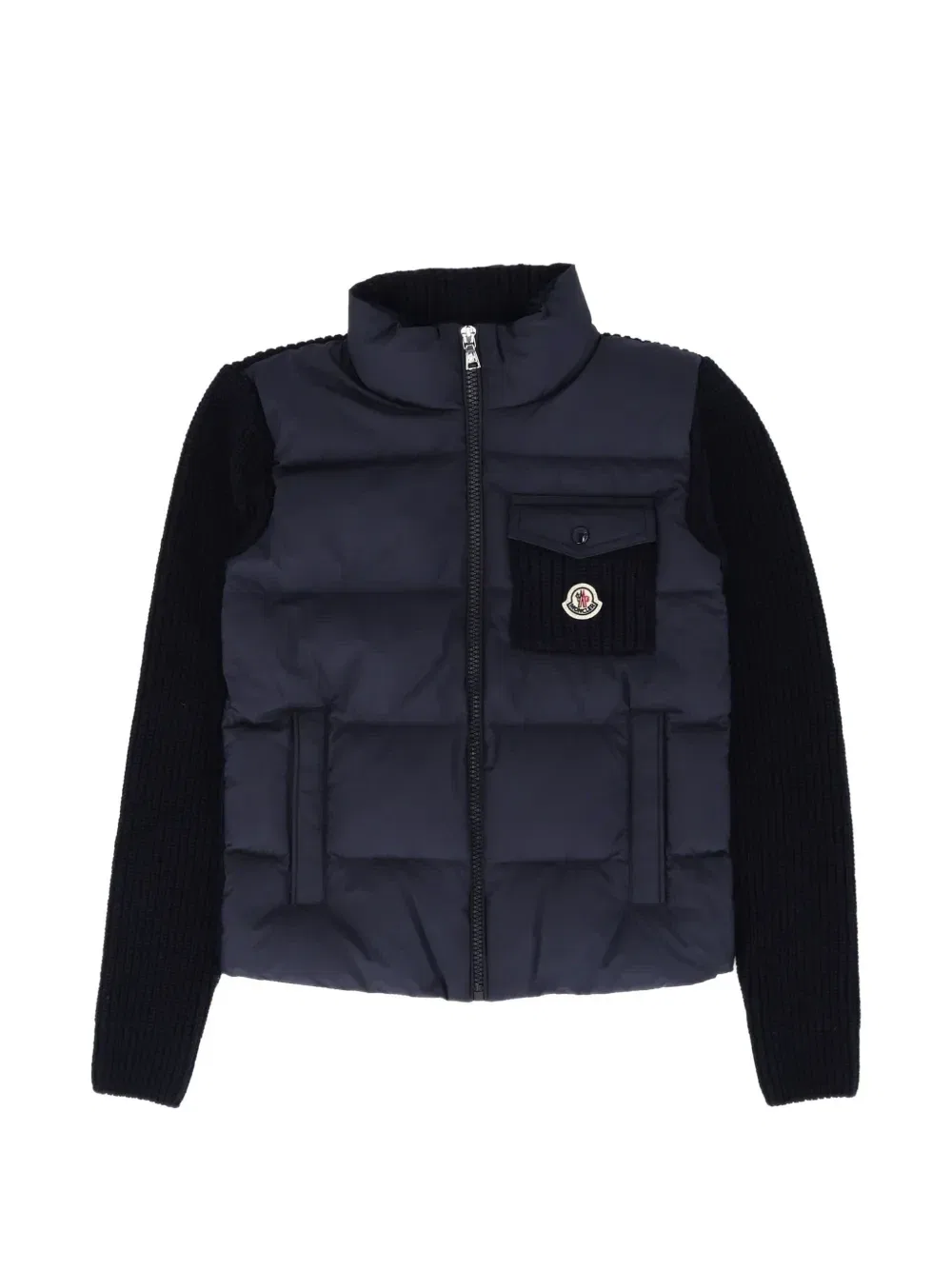 Утепленный кардиган в рубчик Moncler Enfant, синий