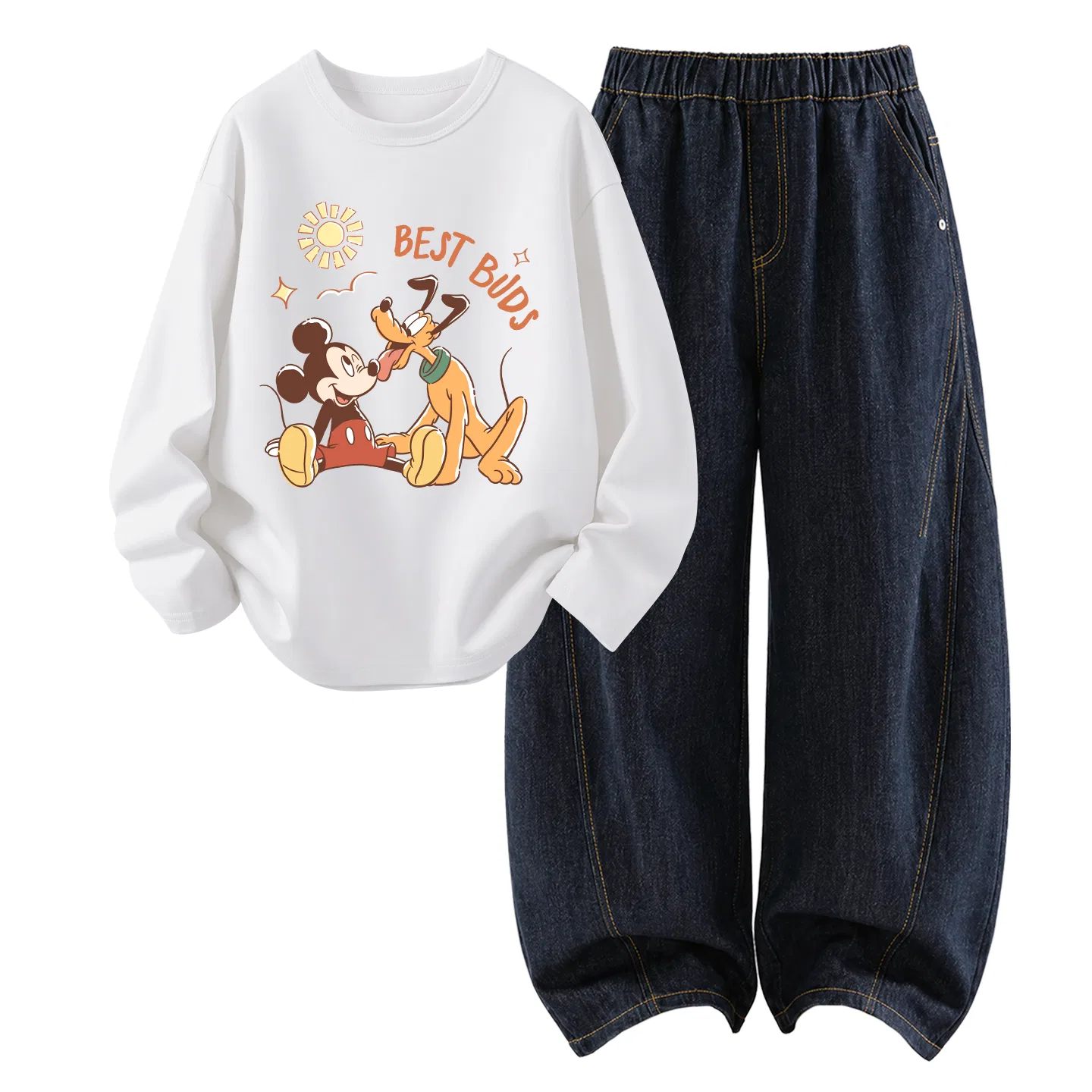 Детский комплект спортивной одежды с длинным рукавом Disney, Bright Sun White/Denim Black Blue