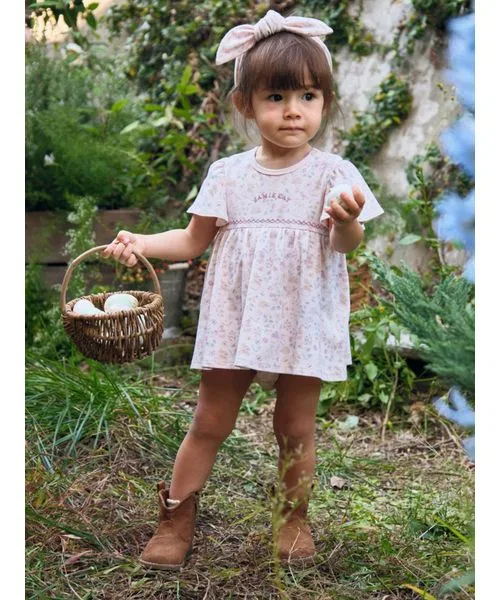 Детский боди-комбинезон с принтом Bunny Garden JAMIE KAY, Розовый — фото 3