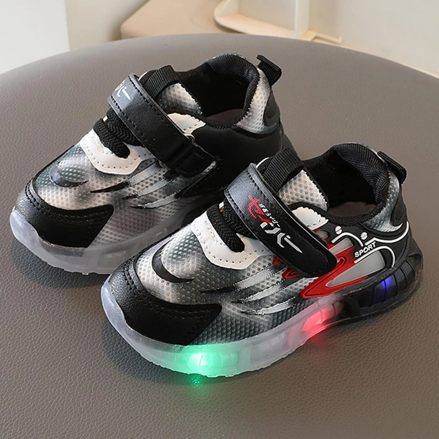 Детские кроссовки для девочек с принтом Unisex Luminous Sneakers, Black — фото 3