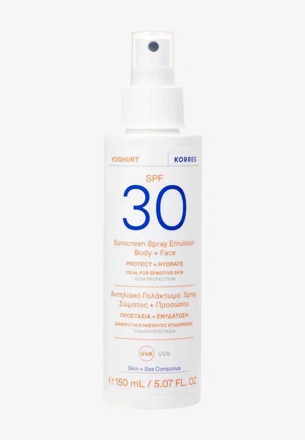 Солнцезащитный спрей-эмульсия на основе йогурта для тела и лица, SPF 30 - защита от солнца 150 мл Korres