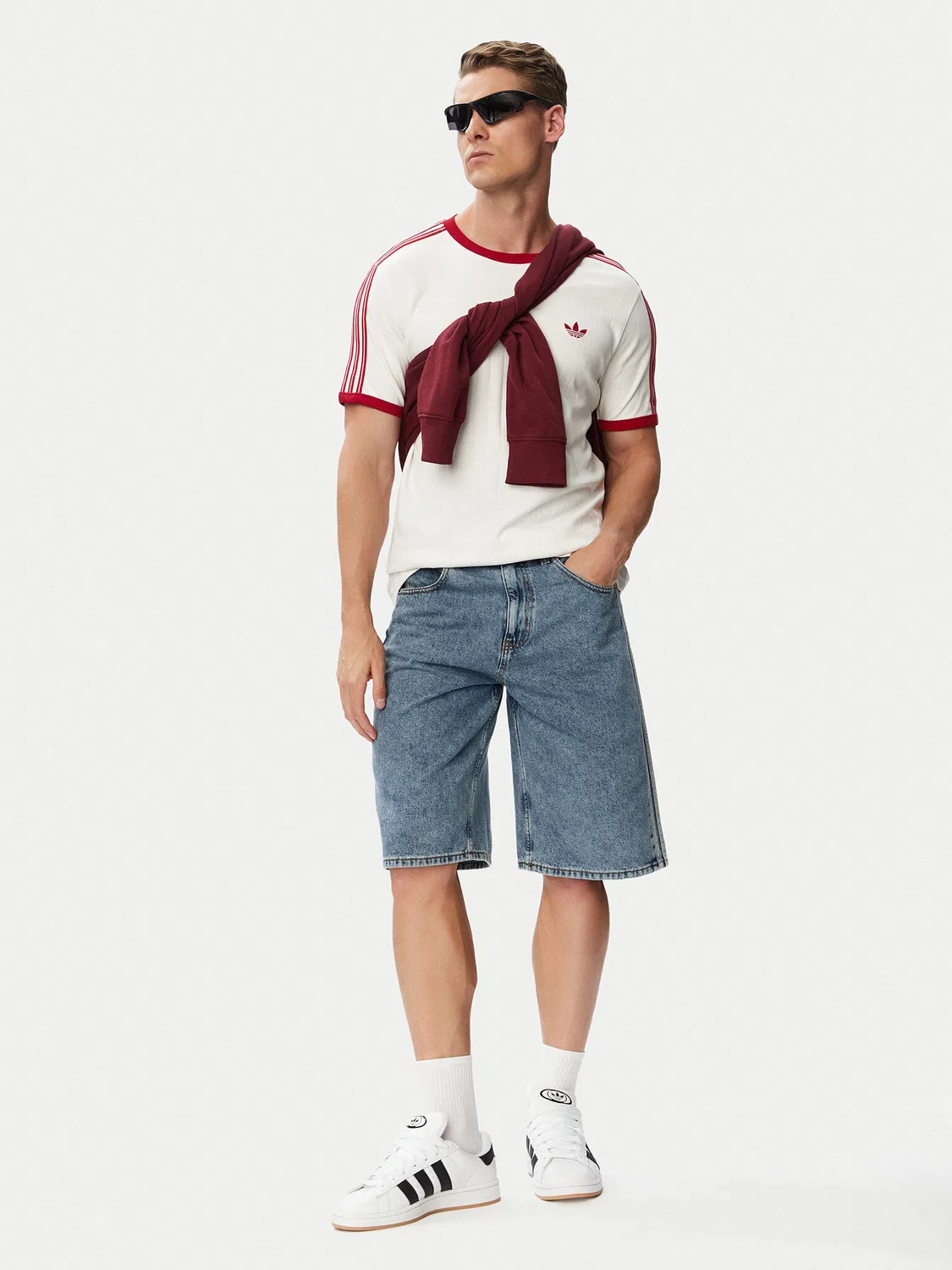 Мужская футболка стандартного кроя Drop Needle Stripes Tee Adidas, белый — фото 2