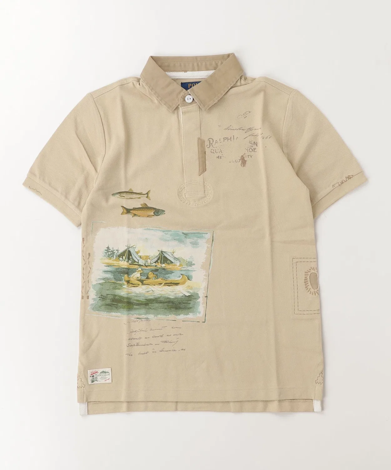 Детская рубашка-поло из сетки с принтом Lake Days POLO RALPH LAUREN CHILDRENSWEAR, Natural