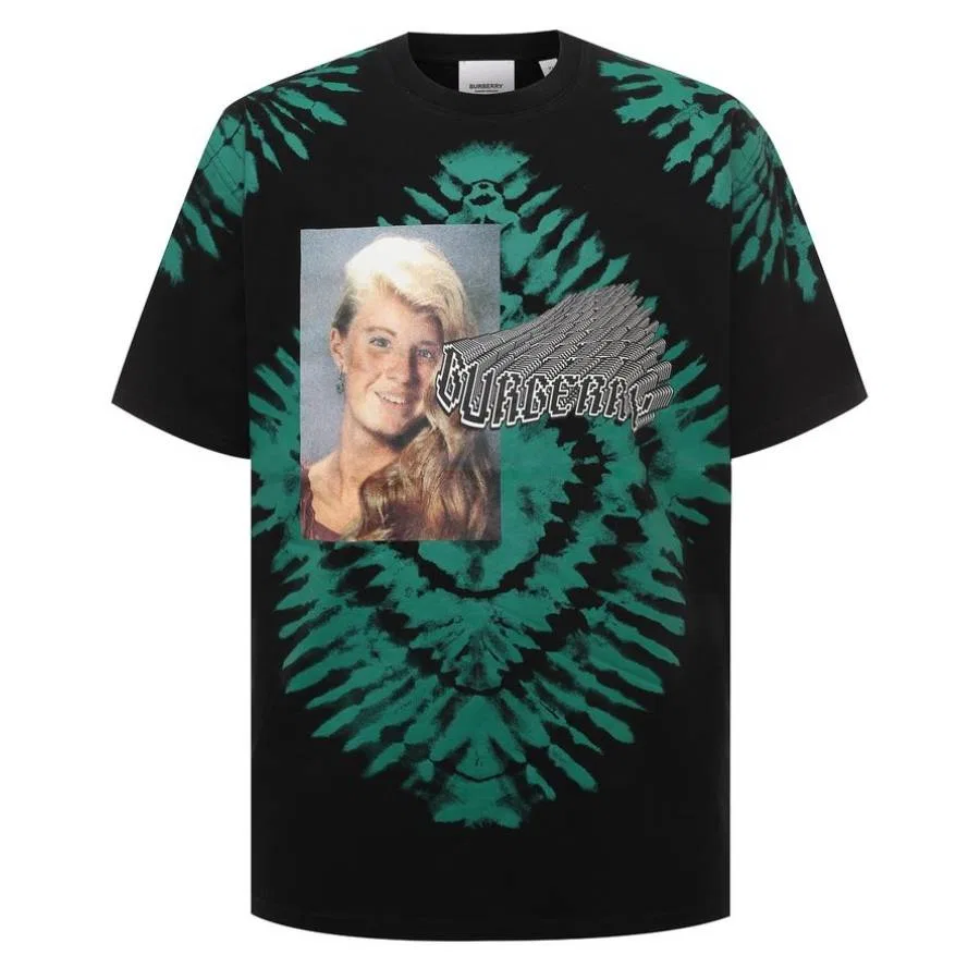 Футболка с принтом Tie-Dye Pattern Burberry, Black/Green