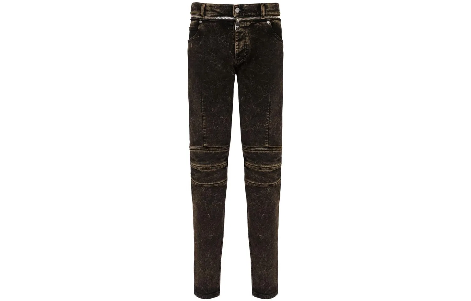 Мужские джинсы прямого кроя с потертостями Faded Denim BALMAIN, Umber