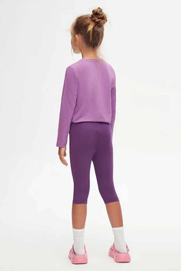 Детские шорты для девочек капри с принтом Basics Lovetti, Purple — фото 4