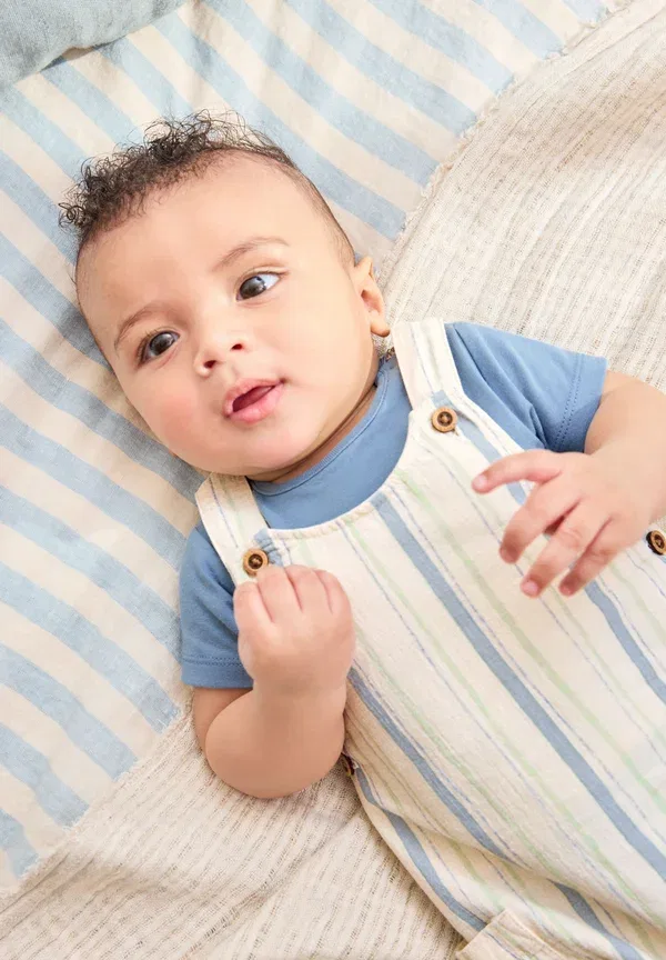 Комплект из топа и шорт из хлопка Regular fit set - body Next Stripe, синий — фото 3