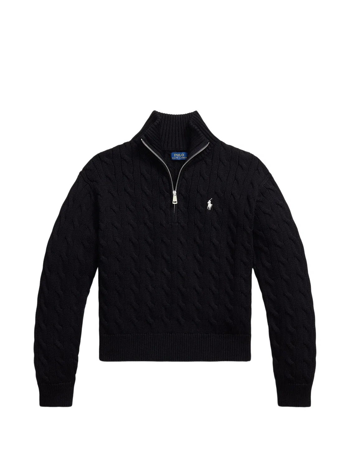 Джемпер фактурной вязки на молнии Polo Ralph Lauren, черный