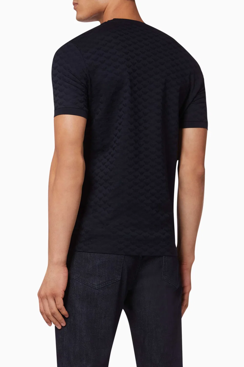 Футболка с коротким рукавом с принтом Eagle Monogram Jacquard Jersey Emporio Armani, синий — фото 3